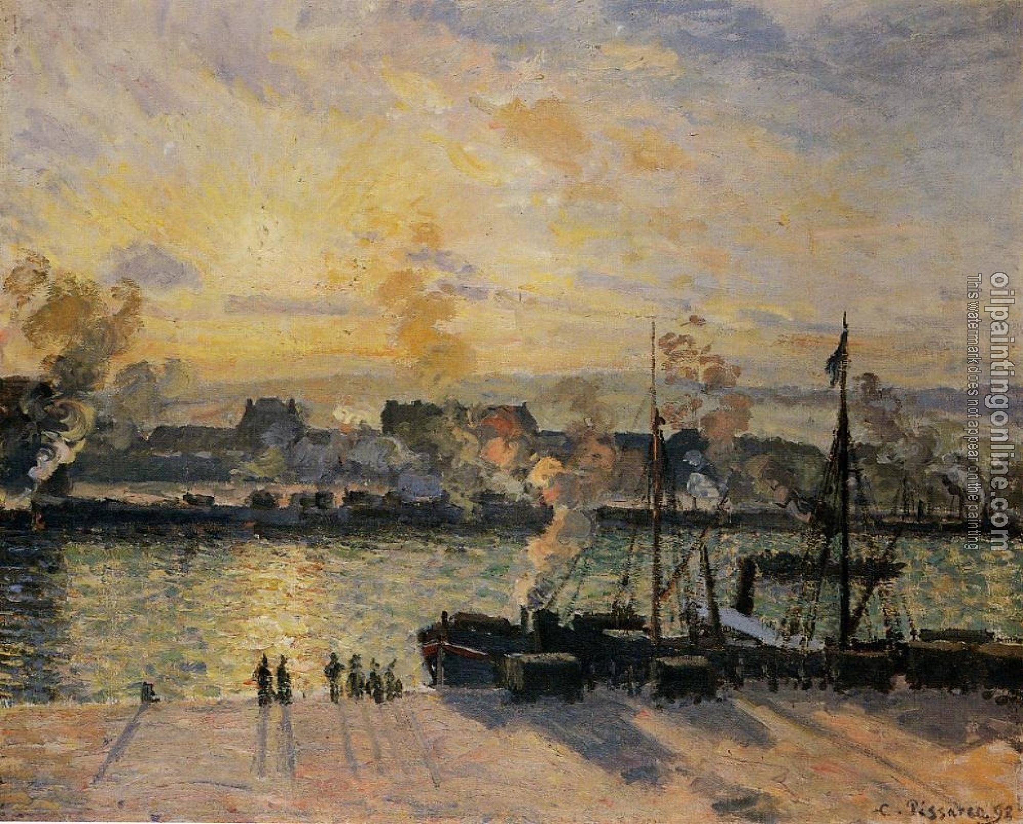 Pissarro, Camille - Sunset, the Port of Rouen